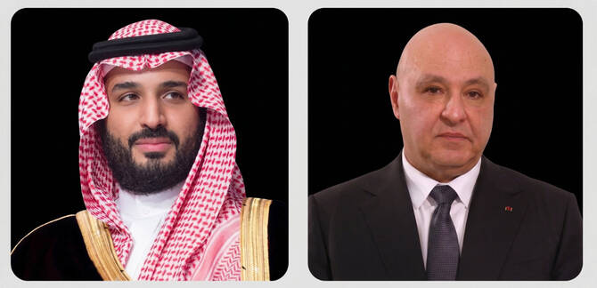 ولي العهد السعودي والرئيس اللبناني يبحثان استقرار لبنان وجهود السلام الإقليمي